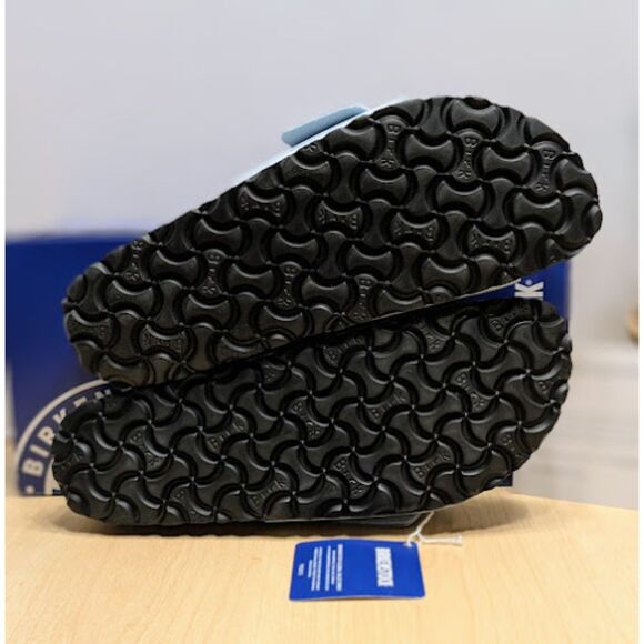 Birkenstock Madrid Big Buckle Baby Blue Natural Leather Patent Sandals EU 40 NIB - Picture 9 of 13